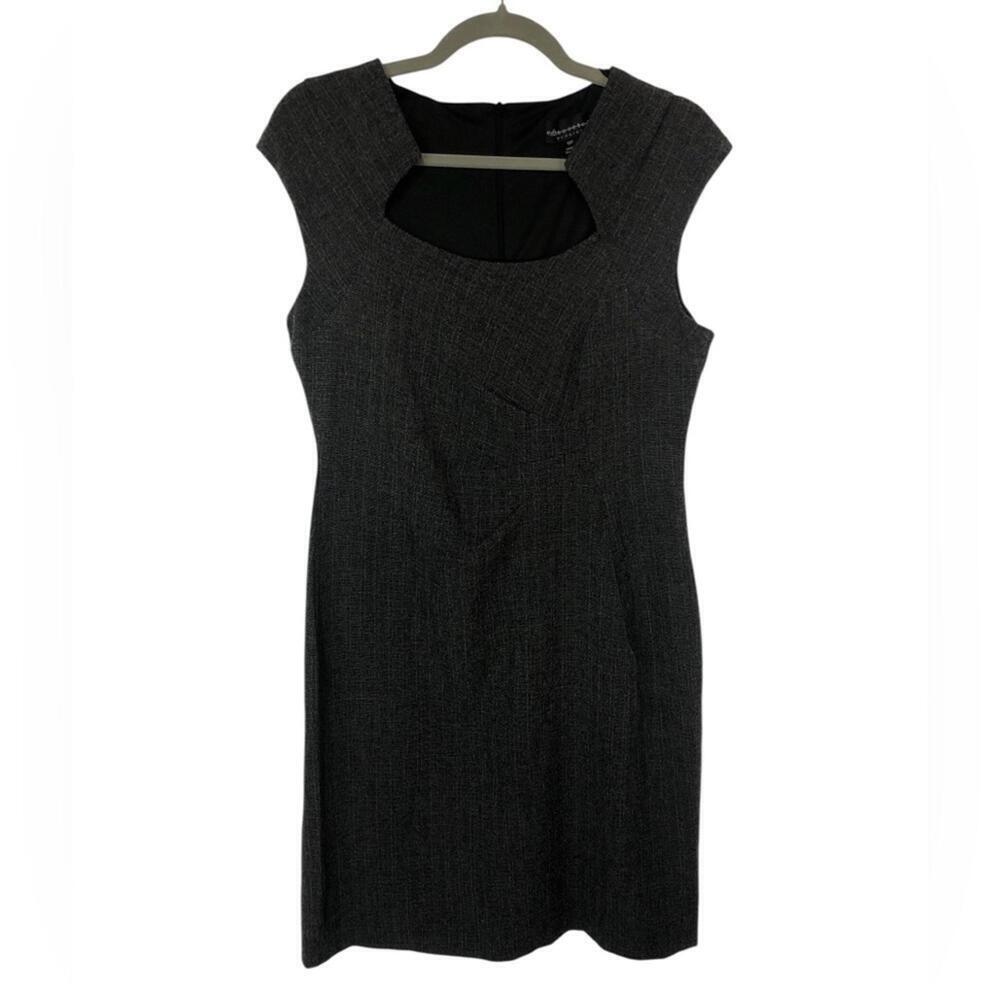 Connected Apparel Dark Gray Cap Sleeve Mini Sheath Dress